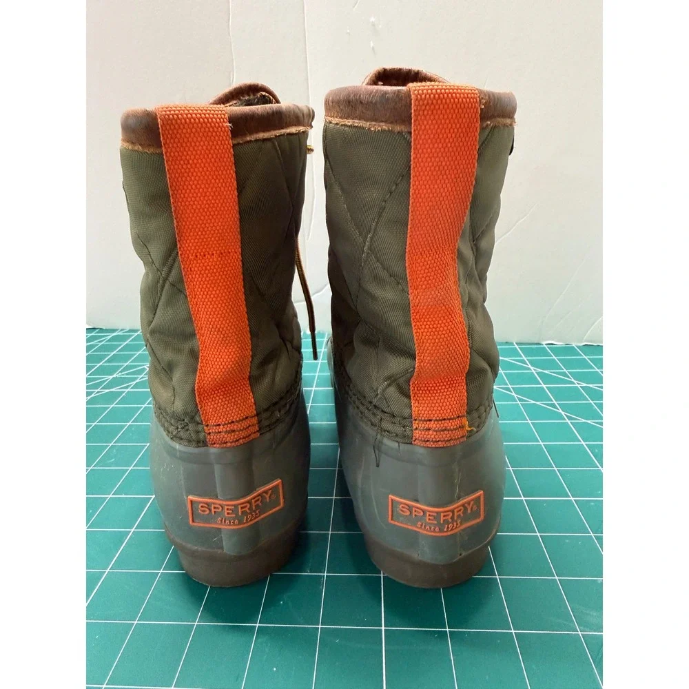 Sperry Avenue Duck Boots Mens 8.5 Olive‎ Green Quilted Waterproof STS23073
